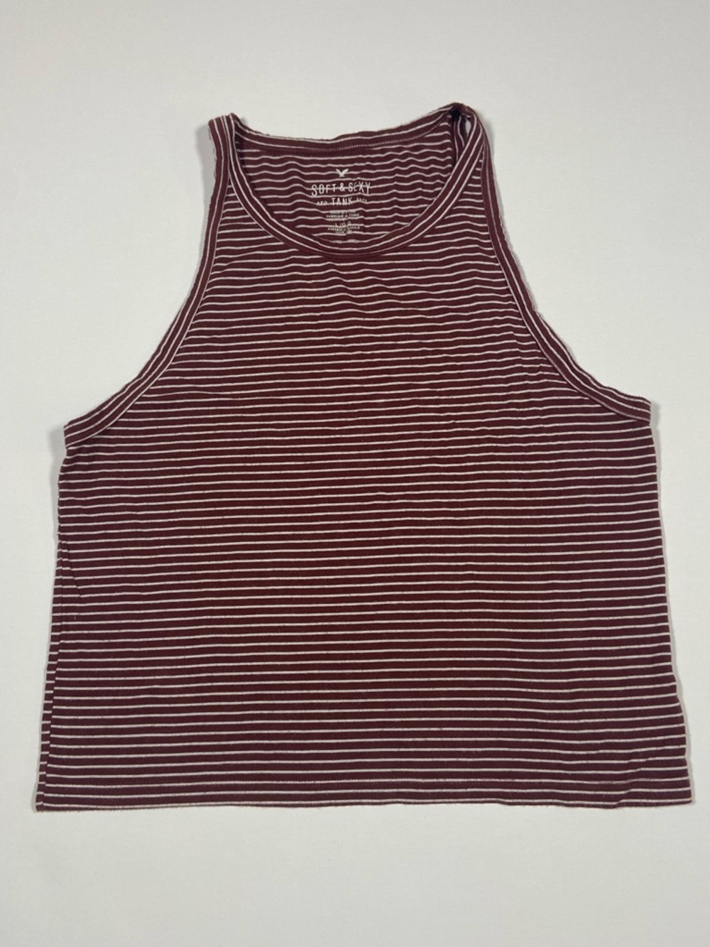 American Eagle Outfitters brown and White Striped Fitted Tank